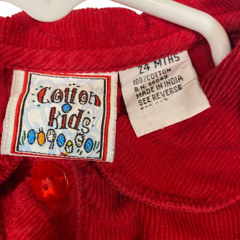 Cotton Kids 24 Mo Rust Orange Corduroy Fall Leaves Embroidered Snap One Piece - Picture 4 of 5